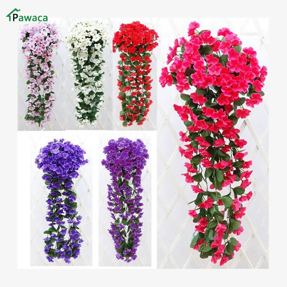 Image Hot artificial flowers tulips Leafy Violet Artificial Silk Fake Flower Vine Rattan Home Outdoor Decor quality artificial flowers