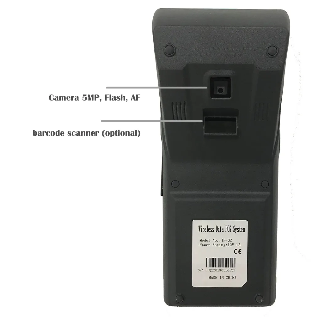 Q1 POS SystemTerminal PDA مع طابعة حرارية المدمج في و ماسح الباركود NFC الخيار