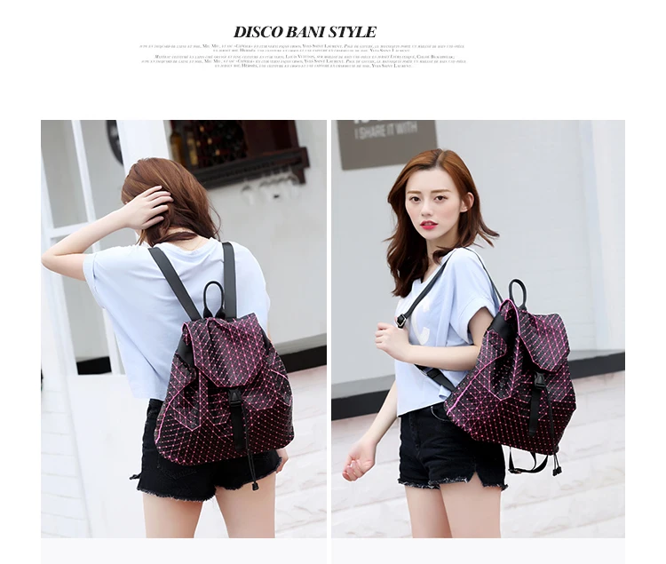 Lasen bag 2017 BaoBao Silica gel backpack female Fashion Girl Daily backpack Geometry Package Sequins Folding Travel Bags (6)