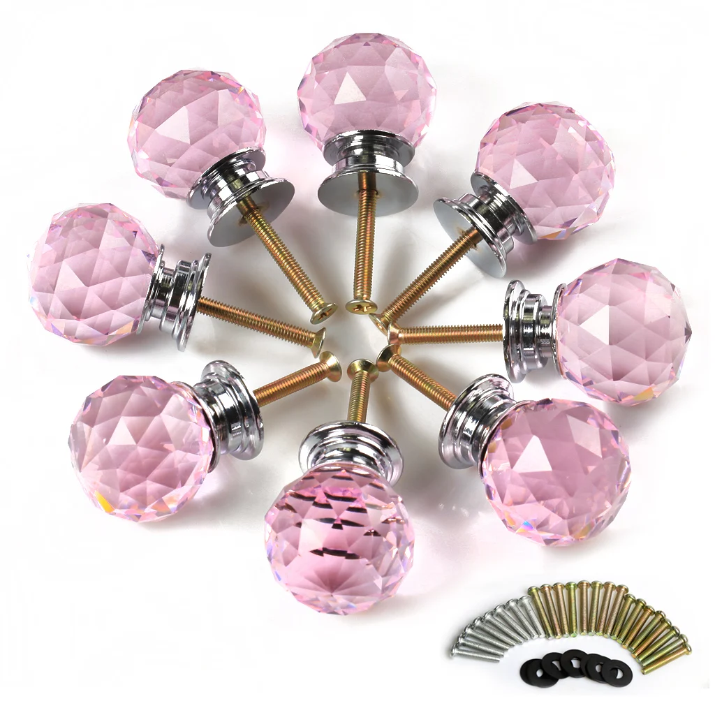 Buy 8 X LS A010 30MM Pink Crystal Glass Door Knob