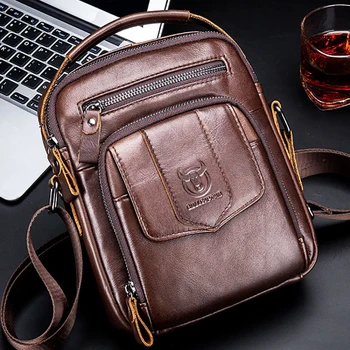 

Genuine Cow Leather Messenger Bag Men Handbags Chest Men Crossbody Shoulder Bag Business Small Male Flap Bags Bolsas Sac WBS648