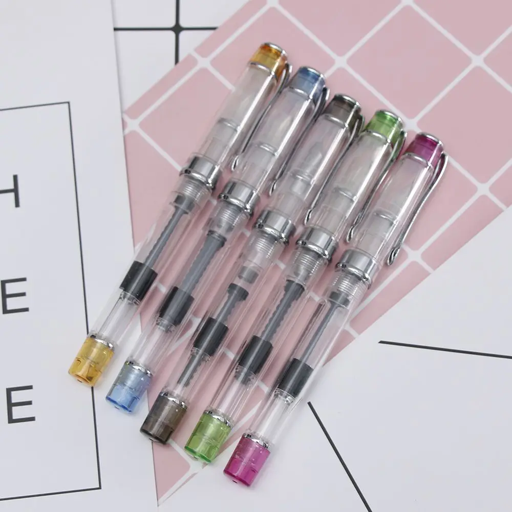 

Point Nib Fountain Pen Extra Fine 0.38 mm Rotary Ink Absorption Transparent Ink Pen Kids Gift Stationery School Supplies