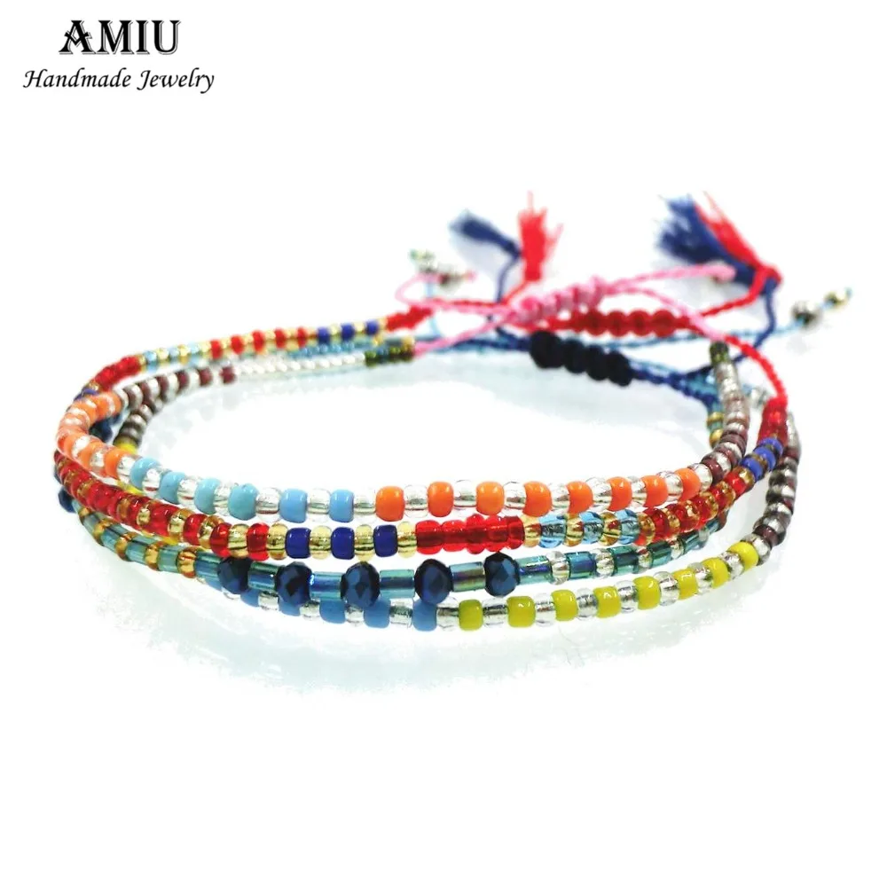 

AMIU 2019 Handmade Friendship Bracelet Hippie Colorful Seed Beads Charm Love Trendy Bracelet For Women Men Dropshipping Bracelet