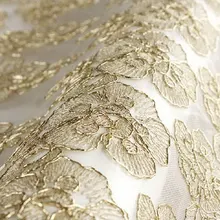 Золотая кружевная ткань, волнистая Свадебная кружевная ткань, ткань для свадебного платья, античные ткани
