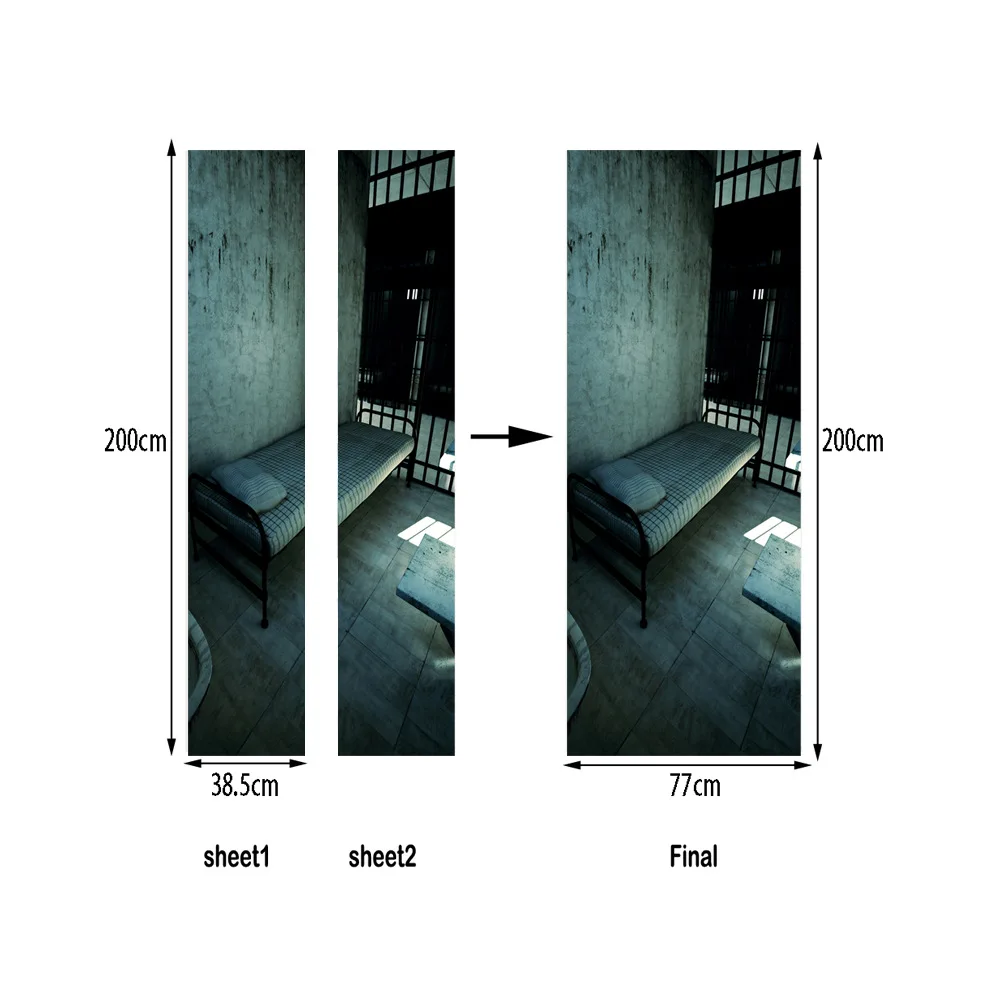 Темная дверь тюрьма подземный коридор страшный эффект ТВ наклейки на стену для фона Diy Съемная наклейка на дверь диван Декор для гостиной