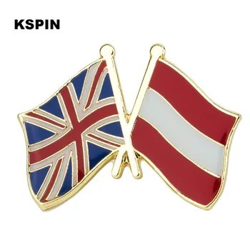 

United Kingdom and Austria Friendship Banner Metal Badge Clips Military Badges Tactical 100pcs/lot