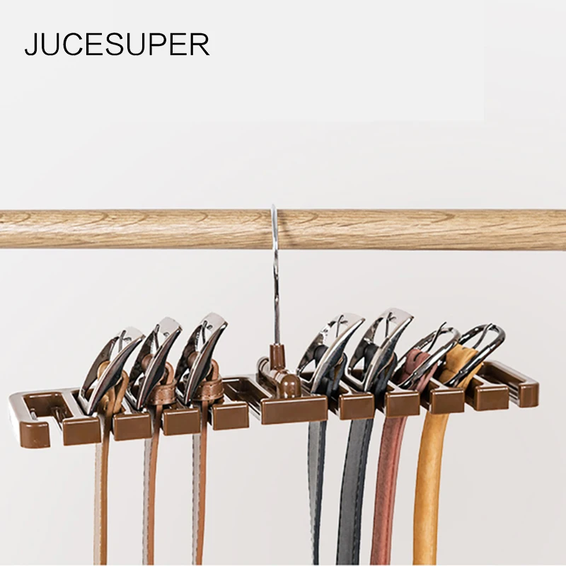 

JUCESUPER Large Belt Storage Rack ABS White/Black/Brown Hanging Tie Shelf Scarf Rack Belt Rack Hanger Finishing Tie Shelf
