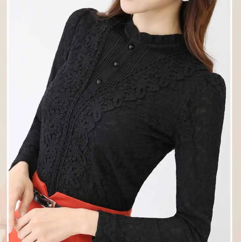 Женские бархатные плотные кружевные блузки для женщин нового размера ...