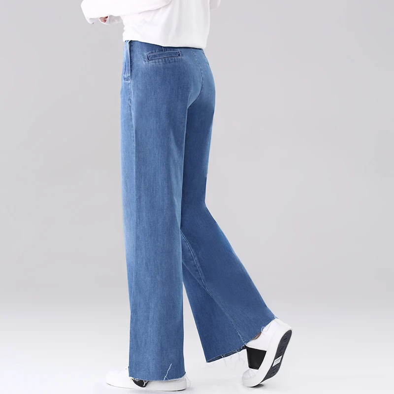 High Quality Lady Denim Stretch Flare Denim Pant High Waist Washed Women Comfortable Fit Loose Elegant Personal Jeans Jeans
