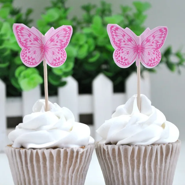 free shipping 100pcs pack cocktail umbrella picks butterfly sticks