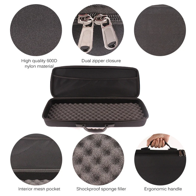 

Hot Sale Large Portable Black Shockproof EVA Hard Case Rod Pole Reel Wheel Carrier Storage Zipper Bag Outdoor Fishing Tackle
