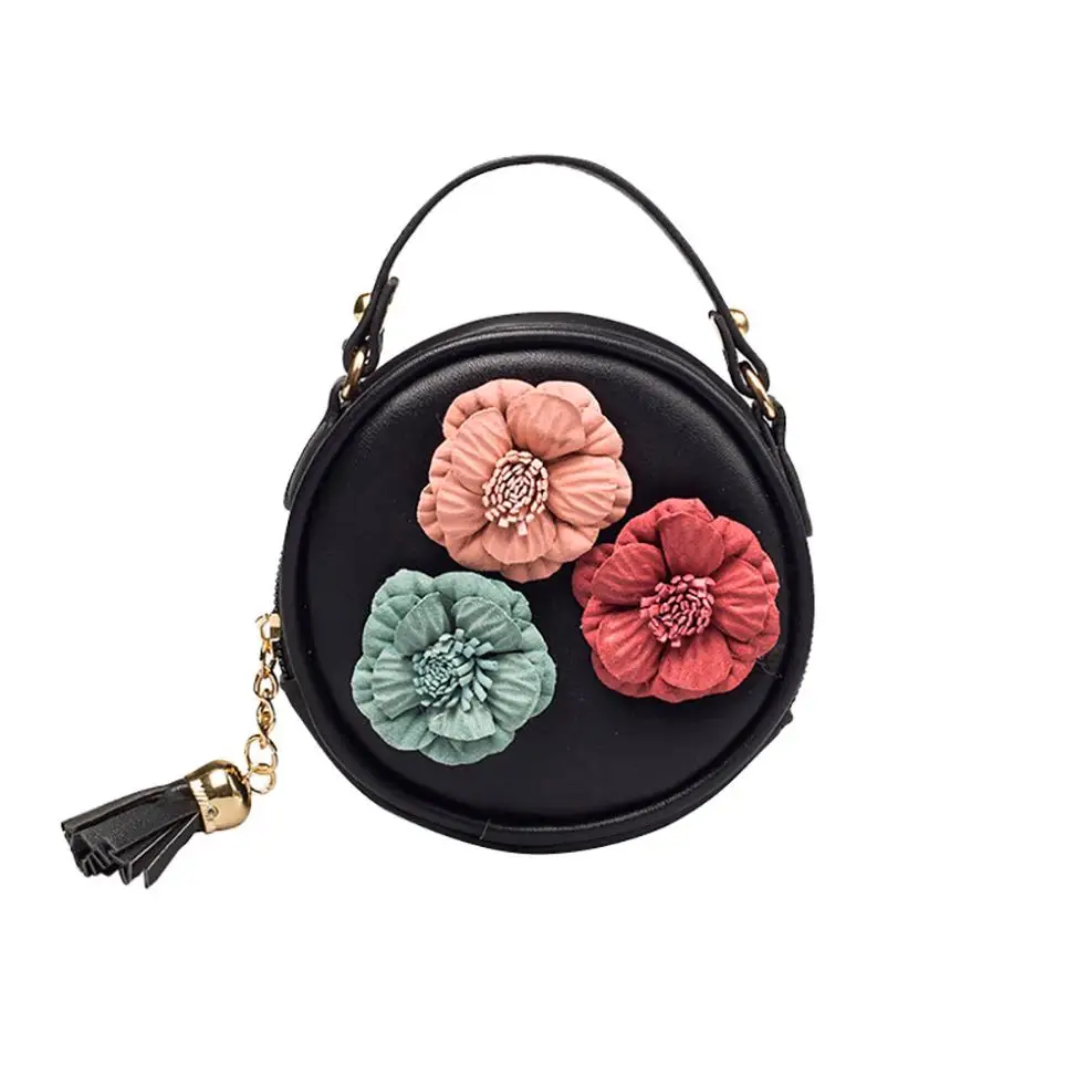 Новая модная детская сумочка с кисточками и цветочным рисунком, кожаная сумка на плечо для девочек, мини сумка-мессенджер, bolsa feminina sac a mainTC
