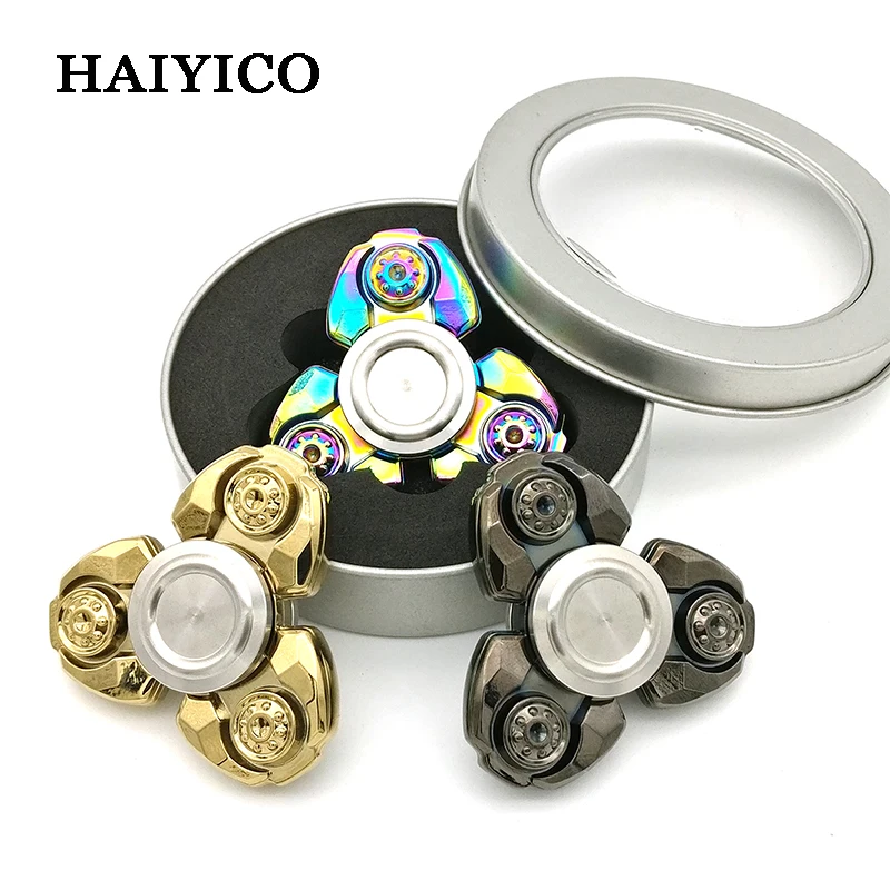 Nova Multicolor Metal Fidget Spinner Íris EDC Mão Dedo Tri Spinner Spinner Spinner Rotação Anti Stress Do Autismo Fidget Brinquedos