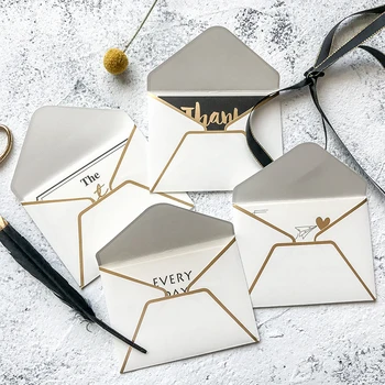 

6pcs Envelope Greeting Card With Stickers Foldable Business Gift Presentation Simple Creative Card For Festival New Year