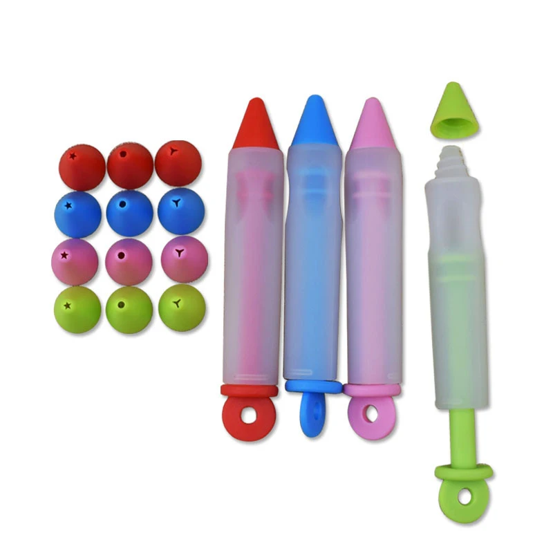 

4 Head Set Silicone Cake Piping Tool Cream Chocolate Syringe For Fondant Cream Tools Cookie Baking Kitchen Tool 15