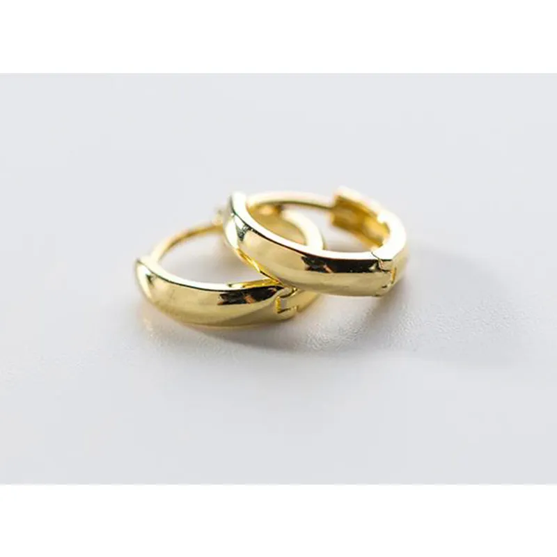 925 пробы серебряные гладкие круглые модные серьги-кольца маленький золотого цвета серьги-кольца для женщин пирсинг Стерлинговое Серебро-ювелирные изделия
