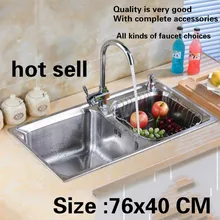 Модный Стандартный модный двойной кухонный паз Мойка Посуды Обычная 304 нержавеющая сталь Горячая 76x40 см