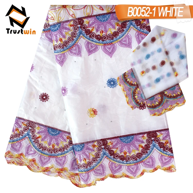

embroidery 100% cotton bazin riche lace 5yards and maching net lace 2.5yards by set for garment