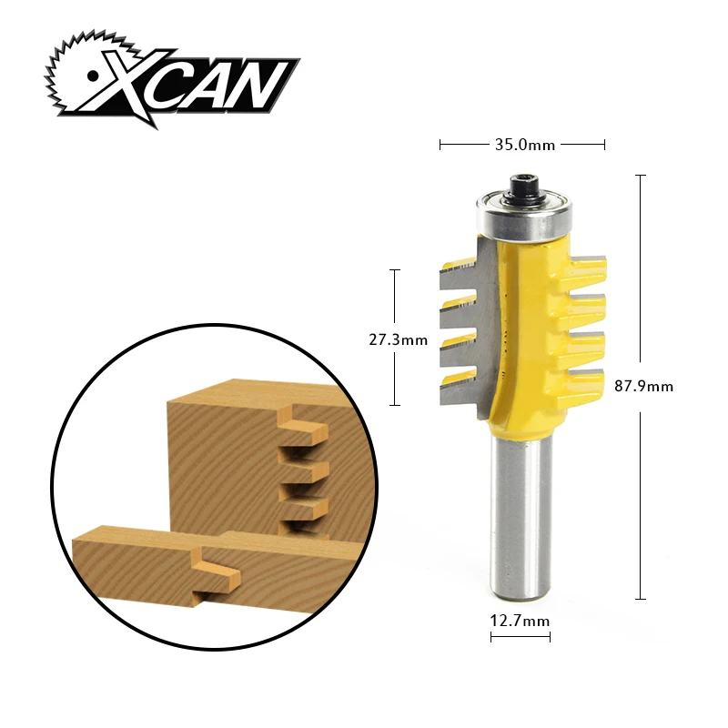 

XCAN 1/2"Shank Rail Reversible Finger Joint Glue Router Bit Tenon Woodwork Cutter Power Tools milling cutter