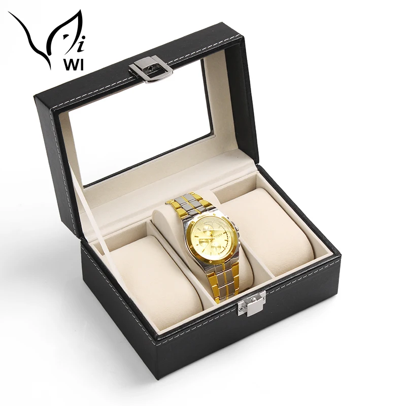 Luxury Brand PU Leather Watch Display Box 3 Grid Watch Case Jewelry