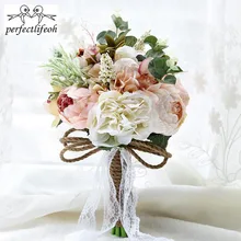 Perfectlifeoh kwiaty ślubne styl ludowy sztuczne bukiety ślubne dla narzeczonych koronkowe kwiaty ślubne broszka bukiety