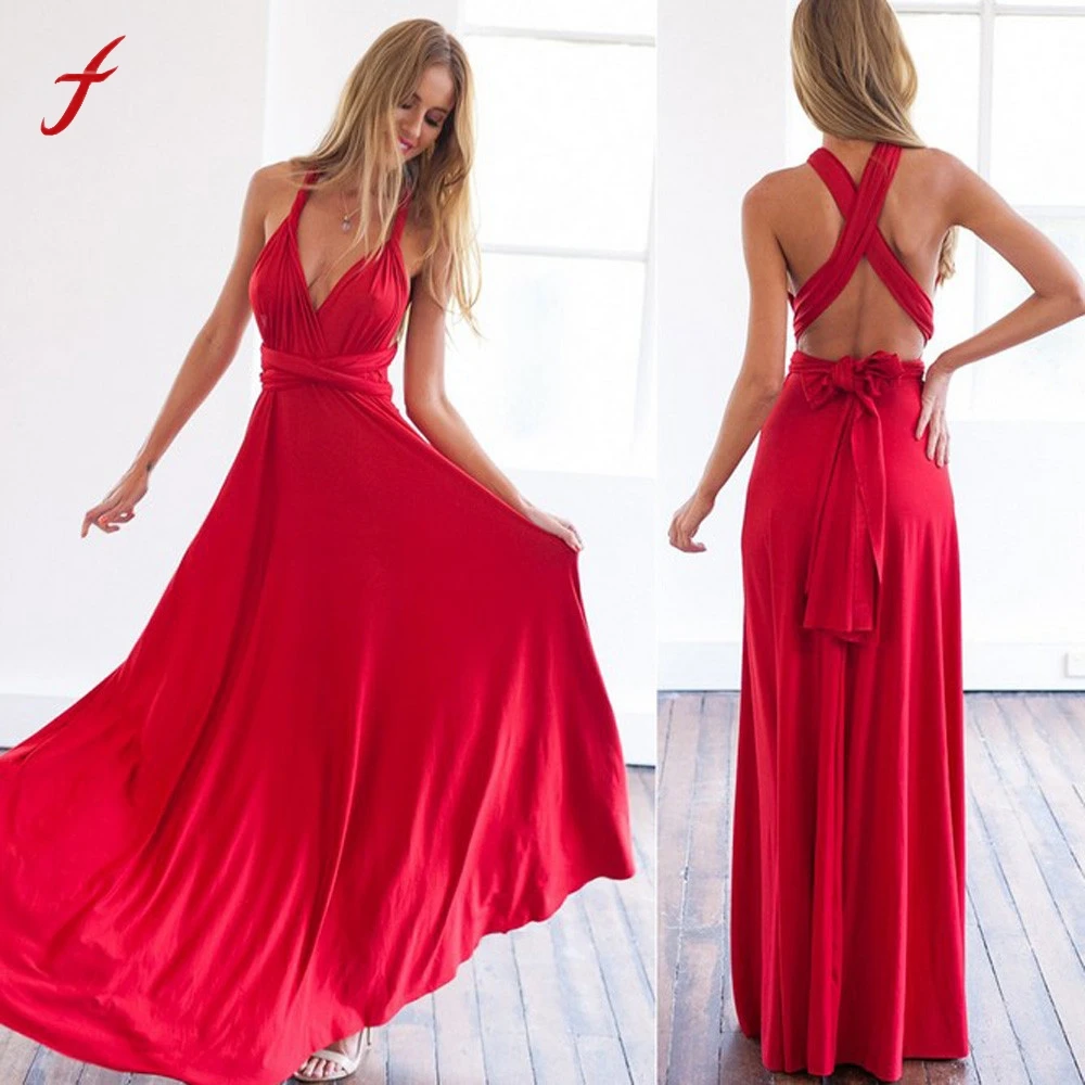 Special Offer Natural V neck Vestidos Multi worn Ropes Sexy Bandage