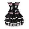 sexy lace up pink corsets for girl's plus size costume overbust burlesque corset and skirt set tutu corselet victorian corset ► Photo 2/6