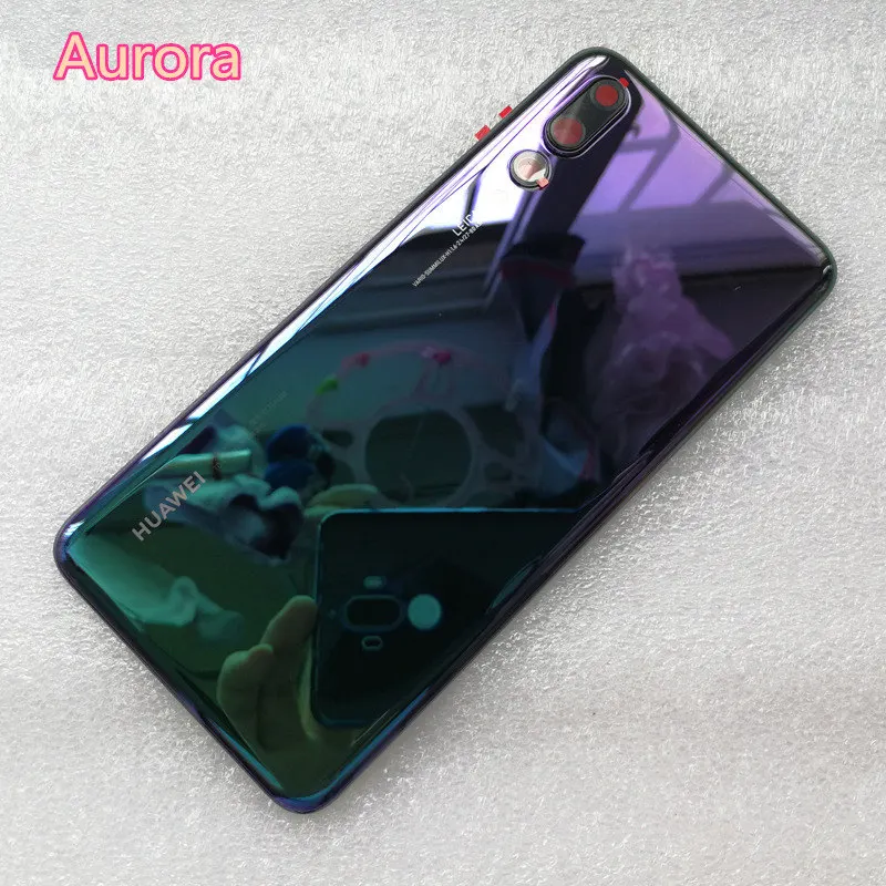 Новая задняя крышка из закаленного стекла для huawei P20 Pro, запасные части, задняя крышка для батареи, корпус+ рамка для камеры+ крышка для вспышки - Цвет: Aurora