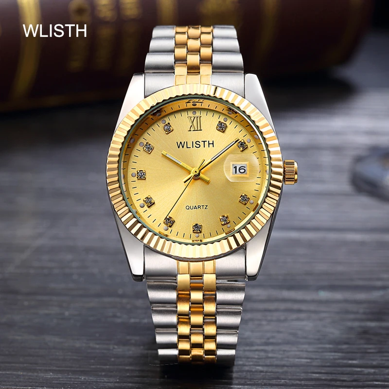 

WLISTH WATCHES Fashion Business Mens Watch Top Brand Luxury Quartz Watch Waterproof Luminous Rhinestone Scale Relogio Masculino