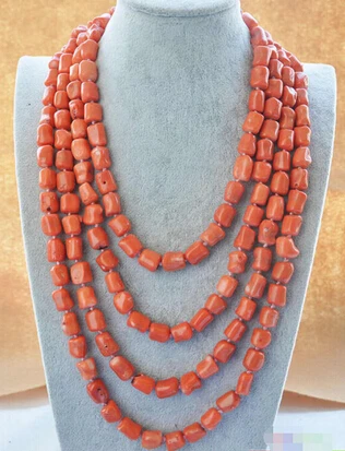 

Free shipping >>@ >818 natural 100" 13x15mm massive pink coral NECKLACE