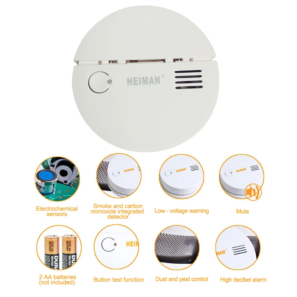 

HEIMAN Independent High Sensitive Smoke Alarm Carbon Monoxide Detector Alarm Smoke & CO Detector Sensor-621THS