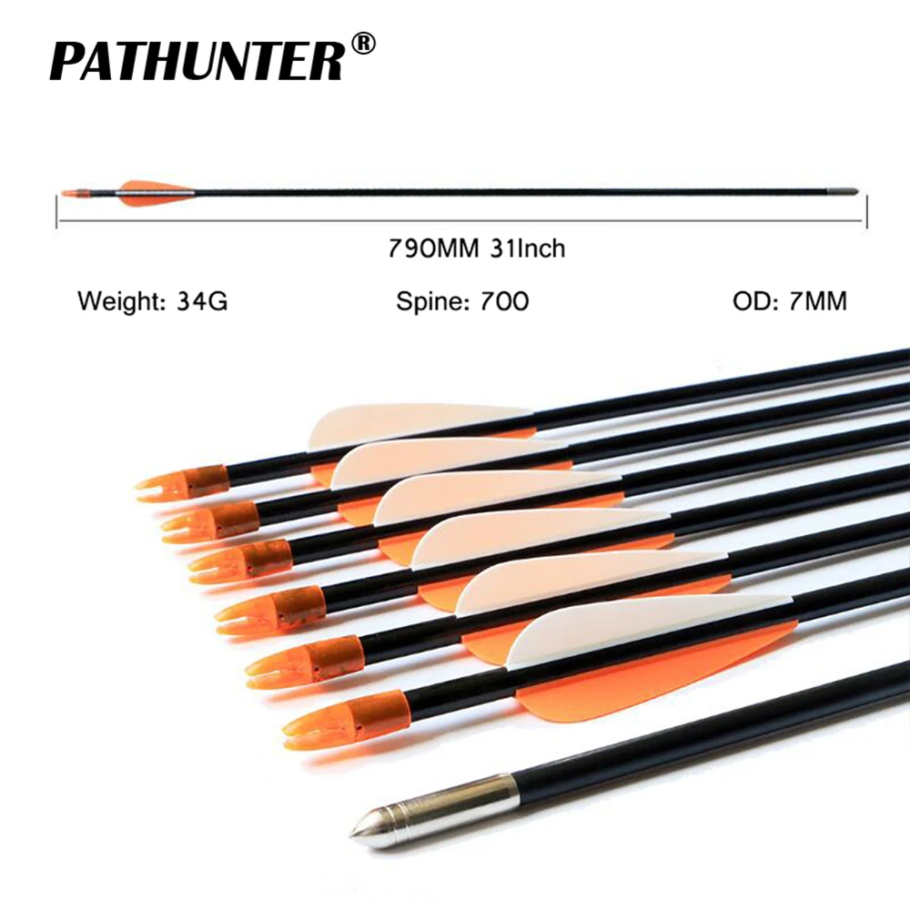 

PATHUNTER Wholesale 24PCS 31inch SP700 Archery Fiberglass Arrows With Steel Point For Practice Hunting Recurve Bow