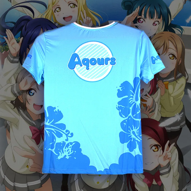 LoveLive! U's Aqours футболка костюм для косплея Love Live для мужчин и женщин Летняя футболка с короткими рукавами Повседневные футболки