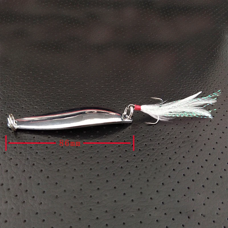 

Popper Metal Spinner Spoon Fishing Lure Hard Baits Sequins Noise Paillette with Feather Treble Hook Tackle 5cm 10g sale