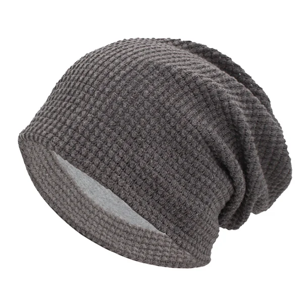 AETRUE зимняя вязаная шапка, женские зимние шапки для мужчин, Модная вязаная Лыжная шапка, одноцветная теплая маска, мягкие вязаные шапки, шапки - Цвет: dark gray
