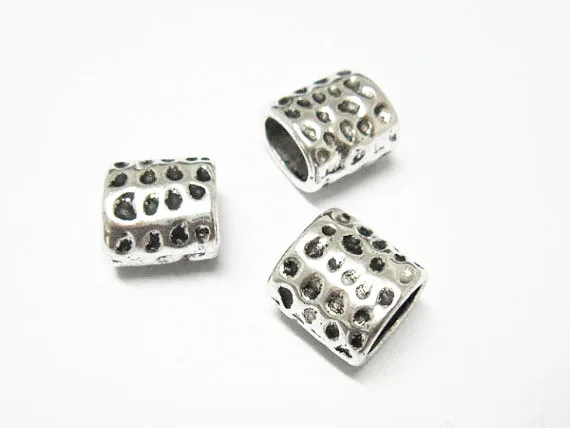 Кожаные слайдеры с овальным отверстием 9x6 5 мм Античные Серебристые|antique silver|leather
