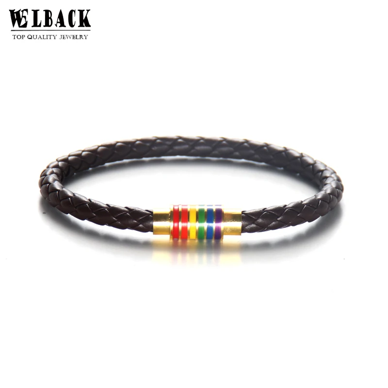 

WELBACK 6mm Round Men Women Young People Love Black Brown OL Style Charm Leather Bracelets Best Jewelry Gifts For Friend