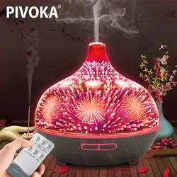 PIVOKA 400 мл 3D фейерверк стекло в форме вазы увлажнитель воздуха со светодиодный ночник аромат эфирные масла диффузор тумана