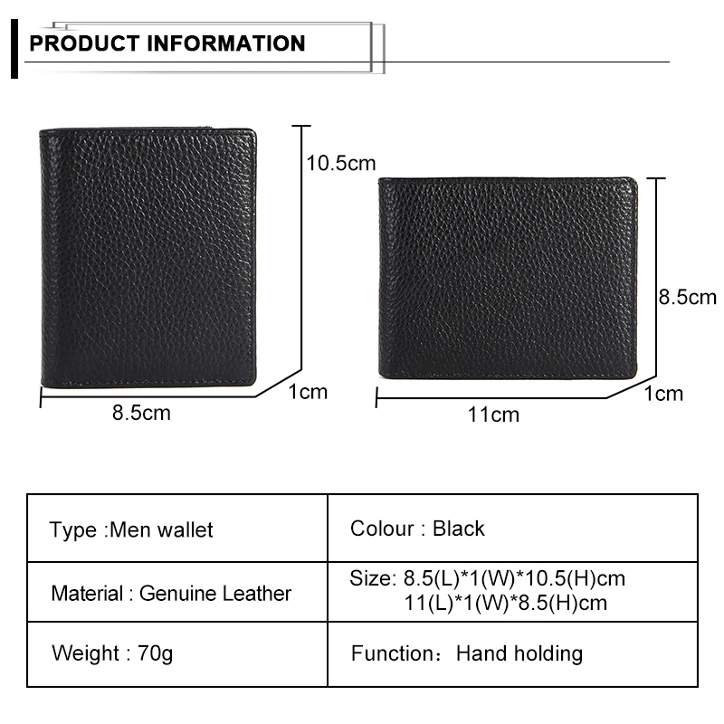 Черные кожаные короткие мужские бумажники, однотонные мужские бумажники, двойные бумажники из натуральной кожи, держатели для кредитных карт, мужской кожаный передний карман, кошелек