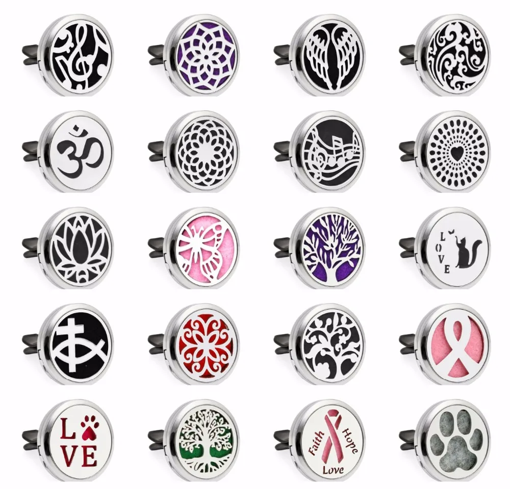 

30mm Tree Of life Car Diffuser Locket Vent Clip Essential Oil Jewelry Aromatherapy Perfume Locket 10pcs Pads Gifts Drop Shipping