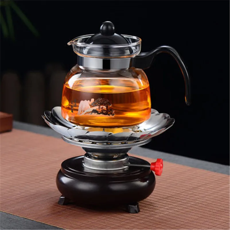 XMT-HOME из нержавеющей стали спиртовая горелка чайник теплее набор теплее для чая gongfu чай 1 шт - Цвет: burner teapot 2pcs