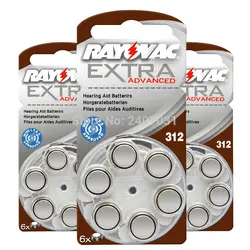 Новые 60 ячеек/10 карт Rayovac Extra 1,4 V Performance слуховой аппарат батареи. Батарея воздуха 312 цинка/A312/PR41 для слуховых аппаратов CIC