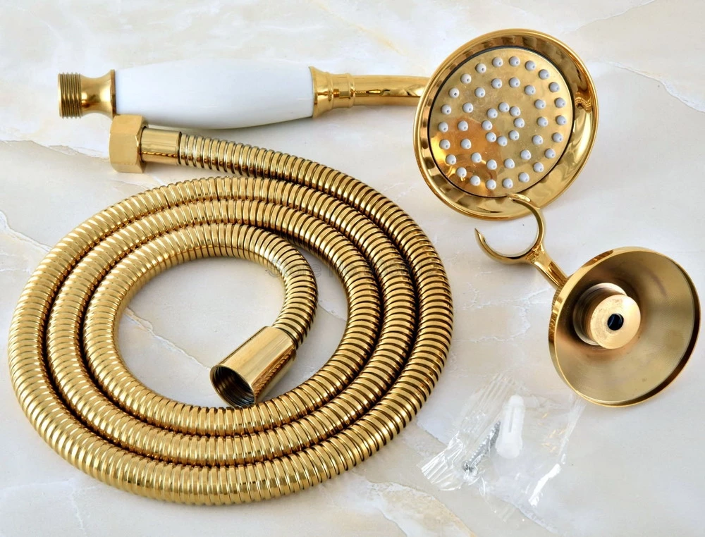 

Telephone Style Hand Held Bathroom Shower Head / Golden Brass Finish Bathroom Handheld Shower Head Accessory /Hose thh040