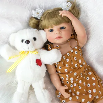 

Newborn Doll Realistic 57cm Full Silicone Baby Reborn Doll princess Look Real Fake Baby Toy For Kid Playmate Gift Xmas Present