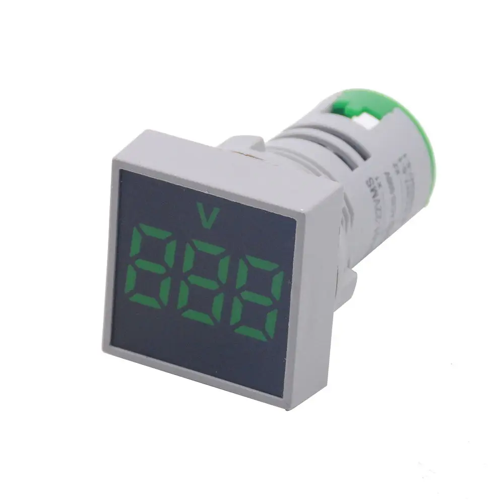 22 мм AC20-500V 0-100A цифровой светодиодный вольтметр измеритель напряжения индикатор пилотный светильник Амперметр тестер тока Датчик авто - Цвет: Green Voltmeter