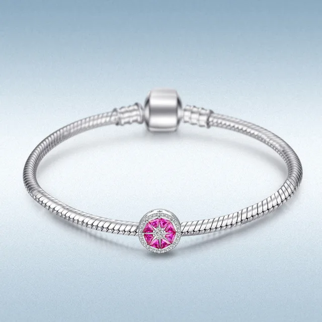 JewelryPalace Summer Love Grapefruit Slice 2.1ct Created Pink Sapphire 0.1ct Cubic Zirconia 925 Sterling Silver Charm Beads