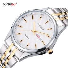 LONGBO Повседневная Нержавеющей Стали Пара Кварцевые Часы Masculino Reloj Любители Наручные Часы с Датой Календарь Водонепроницаемый 80085