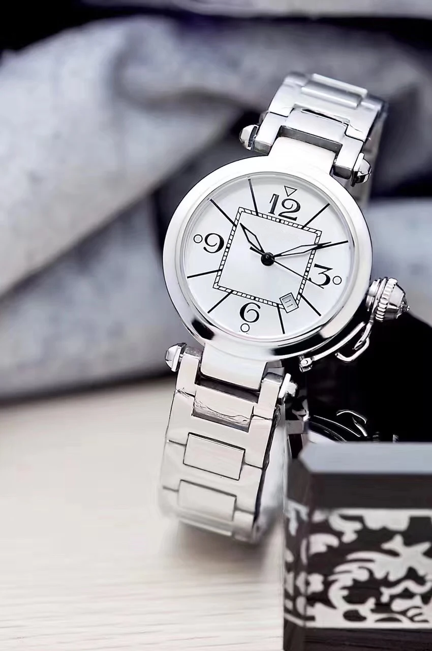 

Luxury Brand New Men Women Gold Silver White dial Watch Sapphire Stainless Steel Watches Fashion Sport AAA+