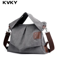 KVKY/холщовые женские сумки на плечо, винтажная однотонная Сумка-тоут для женщин, дамские сумки через плечо, женские сумки-мессенджеры Bolsas