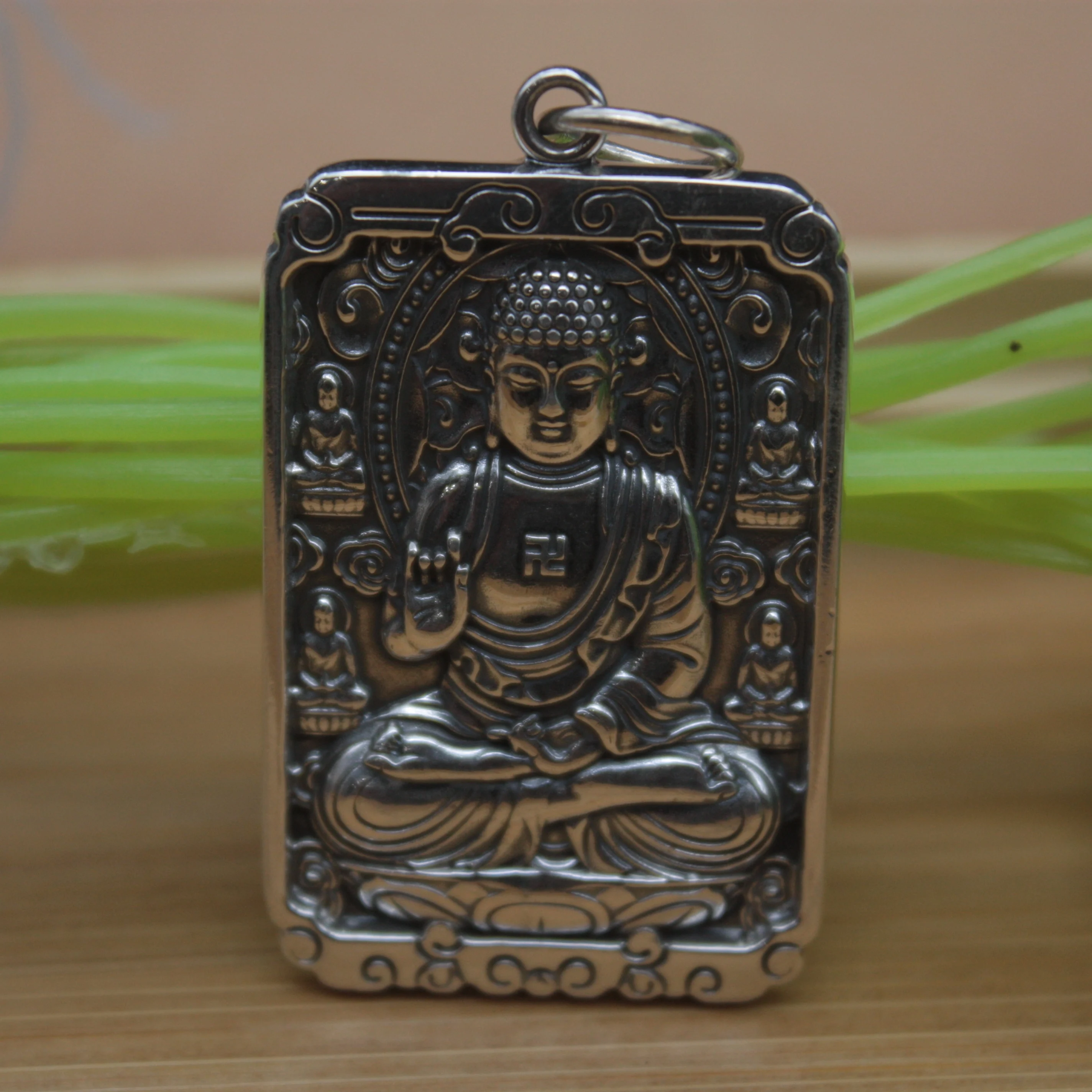 

Pure S999 Sterling Silver Pendant Woman's Kwan-yin Fit Zodiac Sheep & Monkey 57*30mm